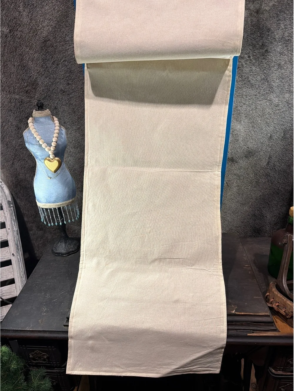 Polka Dot Burlap Table Runner with Red Dots